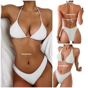 Boutique Basic White Bikini Large Set $39